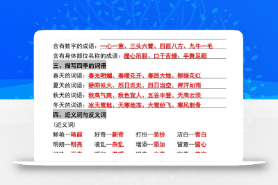 三年级上册语文期中复习考点提纲