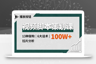 视频脚本策划课，13种架构、6大话术、拉片分析，单条播放百万+
