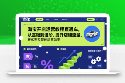 淘宝开店运营教程直通车，从基础到进阶，提升店铺流量，转化率和整体运营效率(更新11月)
