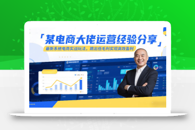 某电商大佬运营经验分享，最新系统电商实战玩法，跳出低毛利实现高效盈利
